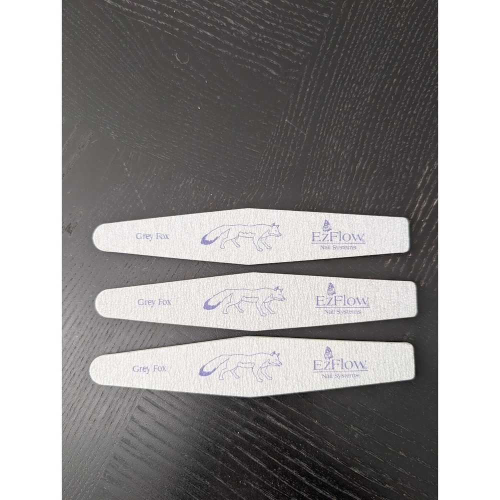 EzFlow Grey Fox Professional Nail Files 3 Pack Tapered Shape Grey White New